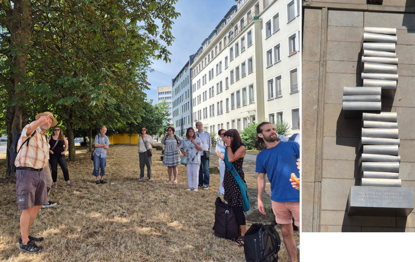 Treffen beim Denkmal für die Drucklegung des zweiten Bandes von Karl Marx Werk  „Das Kapital. Kritik der politischen Oekonomie“. Fotos: Team WissensSpuren.