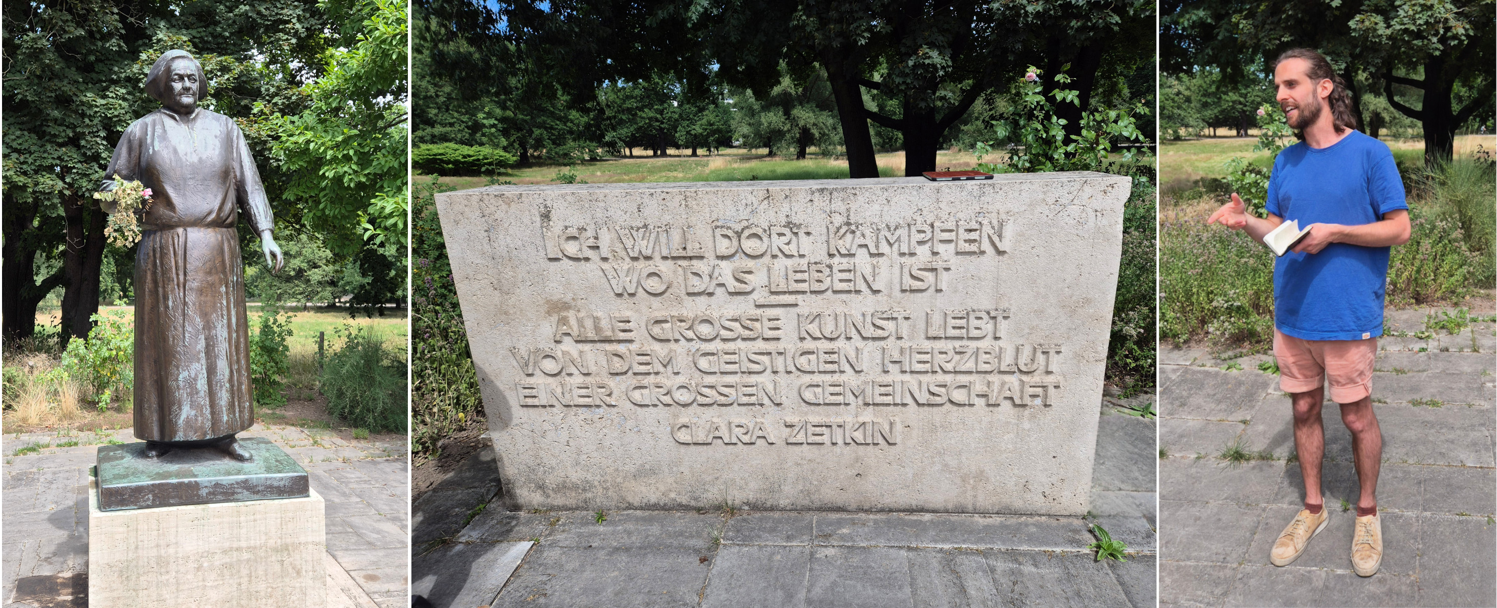Besuch beim Clara Zetkin Denkmal. Fotos: Team WissensSpuren.