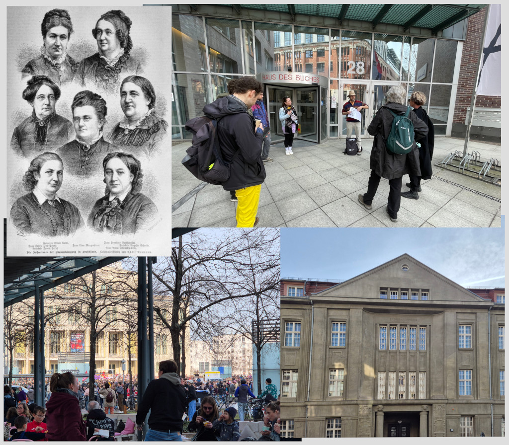 Portraits of the main figures of the early feminist movement in Germany from from [Die Gartenlaube (1883)](https://commons.wikimedia.org/wiki/File:Die_Gartenlaube_1883_721.jpg), and photos from the tour.