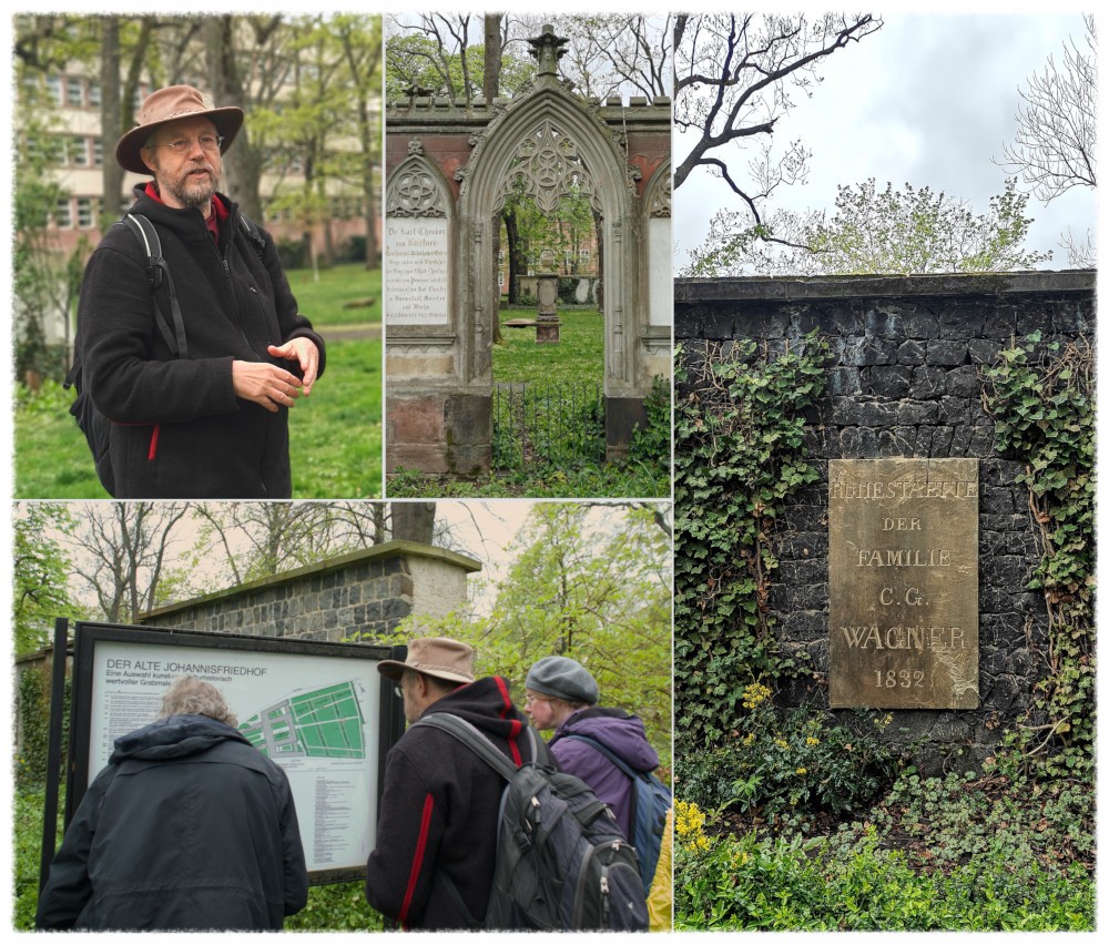 Looking for graves at the Johannisfriedhof  🇬-🇭. Photos: Team WissensSpuren.